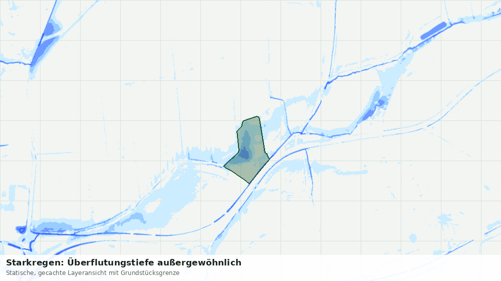 Statische Kartenansicht: Starkregen: Überflutungstiefe außergewöhnlich