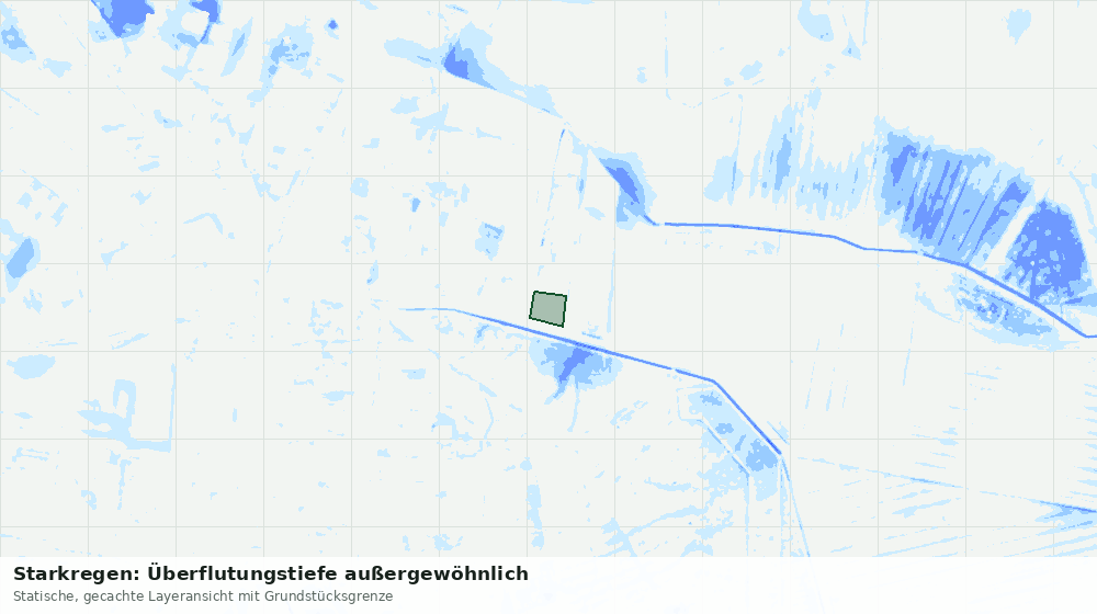 Statische Kartenansicht: Starkregen: Überflutungstiefe außergewöhnlich