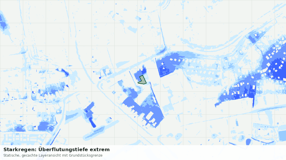 Statische Kartenansicht: Starkregen: Überflutungstiefe extrem