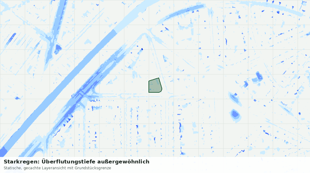 Statische Kartenansicht: Starkregen: Überflutungstiefe außergewöhnlich