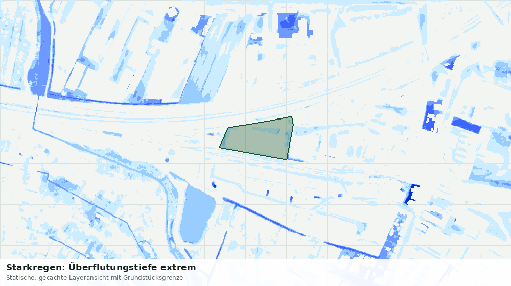 Statische Kartenansicht: Starkregen: Überflutungstiefe extrem