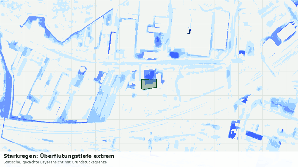 Statische Kartenansicht: Starkregen: Überflutungstiefe extrem