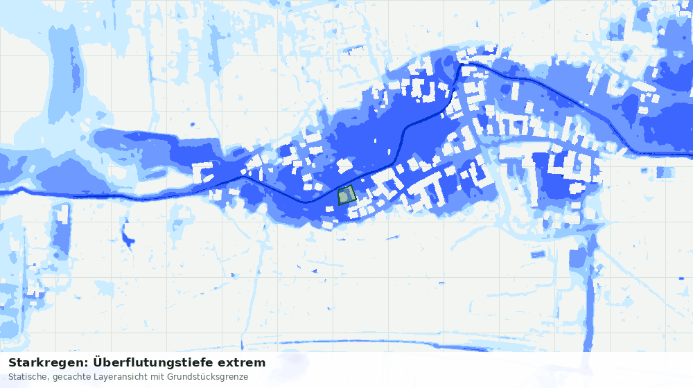 Statische Kartenansicht: Starkregen: Überflutungstiefe extrem