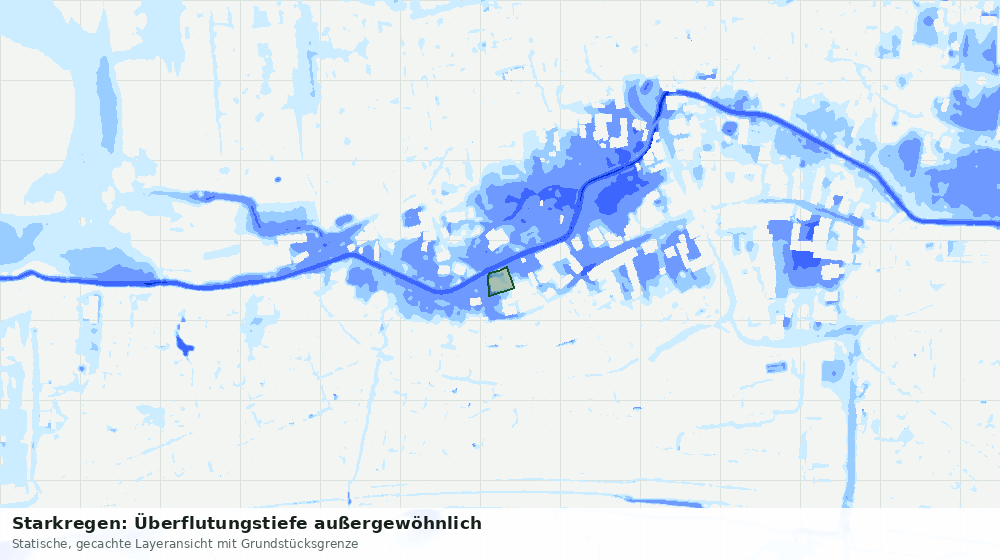 Statische Kartenansicht: Starkregen: Überflutungstiefe außergewöhnlich