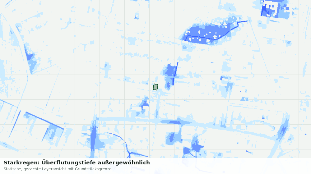 Statische Kartenansicht: Starkregen: Überflutungstiefe außergewöhnlich