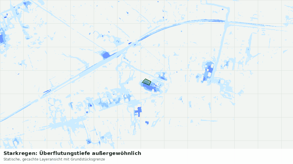 Statische Kartenansicht: Starkregen: Überflutungstiefe außergewöhnlich