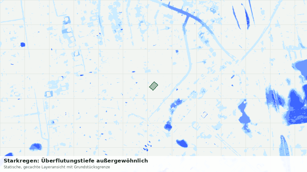 Statische Kartenansicht: Starkregen: Überflutungstiefe außergewöhnlich