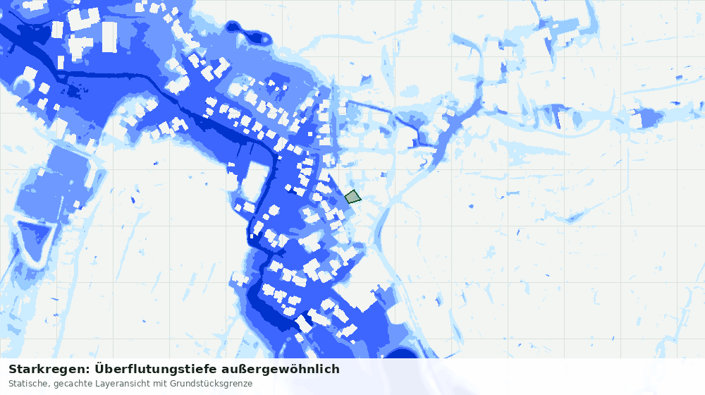 Statische Kartenansicht: Starkregen: Überflutungstiefe außergewöhnlich