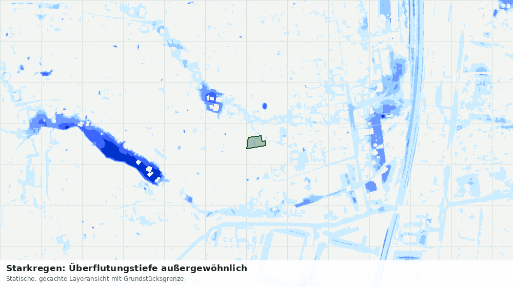 Statische Kartenansicht: Starkregen: Überflutungstiefe außergewöhnlich