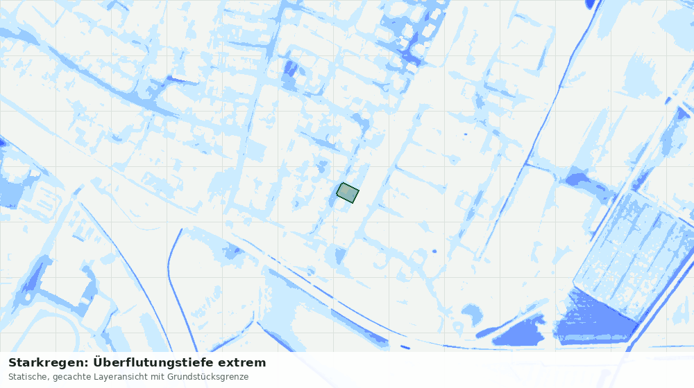 Statische Kartenansicht: Starkregen: Überflutungstiefe extrem