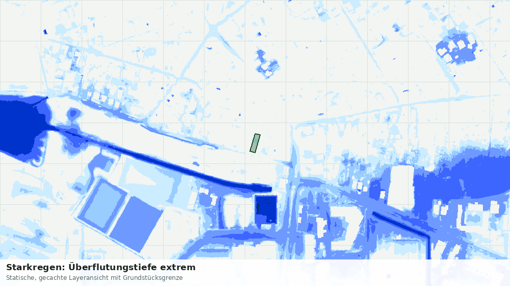 Statische Kartenansicht: Starkregen: Überflutungstiefe extrem
