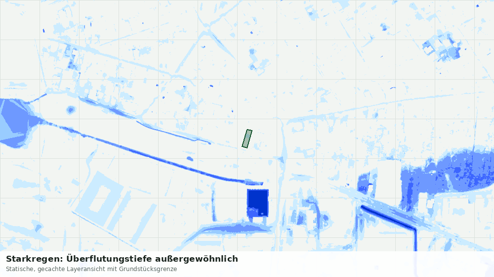 Statische Kartenansicht: Starkregen: Überflutungstiefe außergewöhnlich