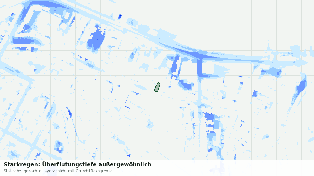 Statische Kartenansicht: Starkregen: Überflutungstiefe außergewöhnlich