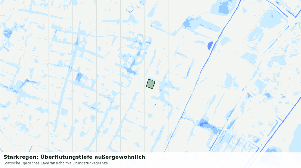 Statische Kartenansicht: Starkregen: Überflutungstiefe außergewöhnlich