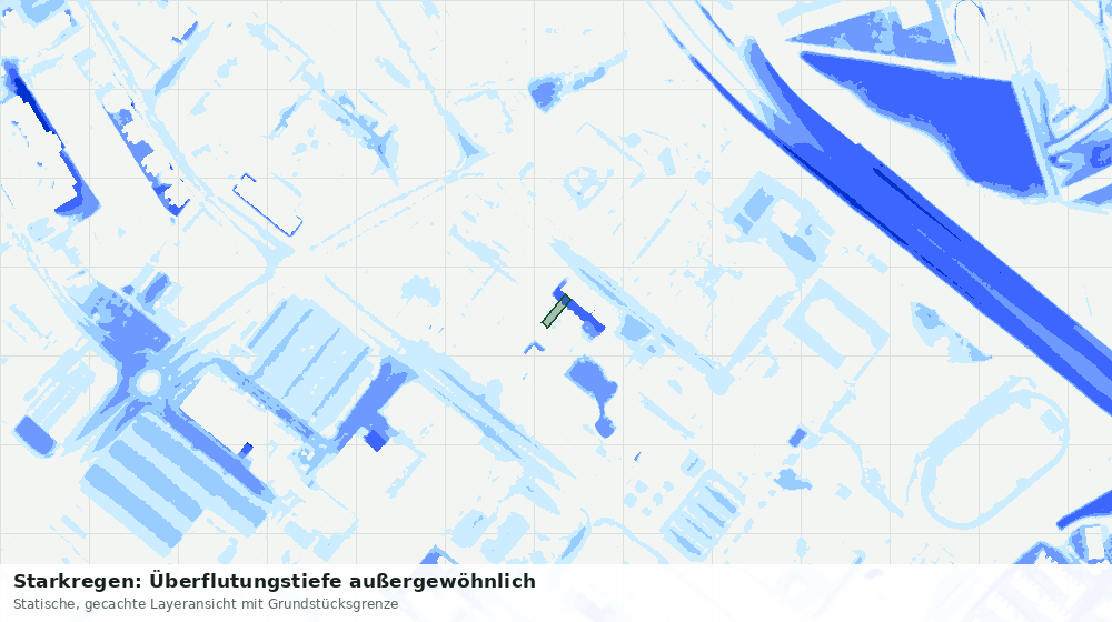 Statische Kartenansicht: Starkregen: Überflutungstiefe außergewöhnlich