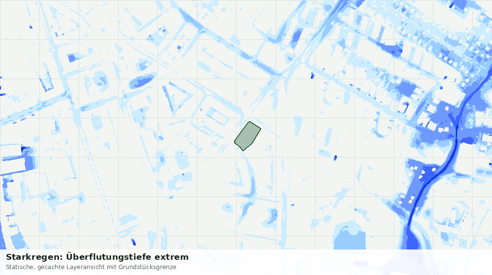 Statische Kartenansicht: Starkregen: Überflutungstiefe extrem
