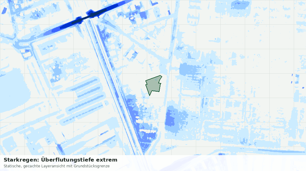 Statische Kartenansicht: Starkregen: Überflutungstiefe extrem