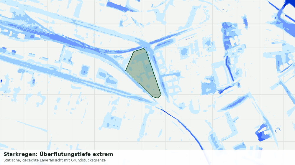 Statische Kartenansicht: Starkregen: Überflutungstiefe extrem