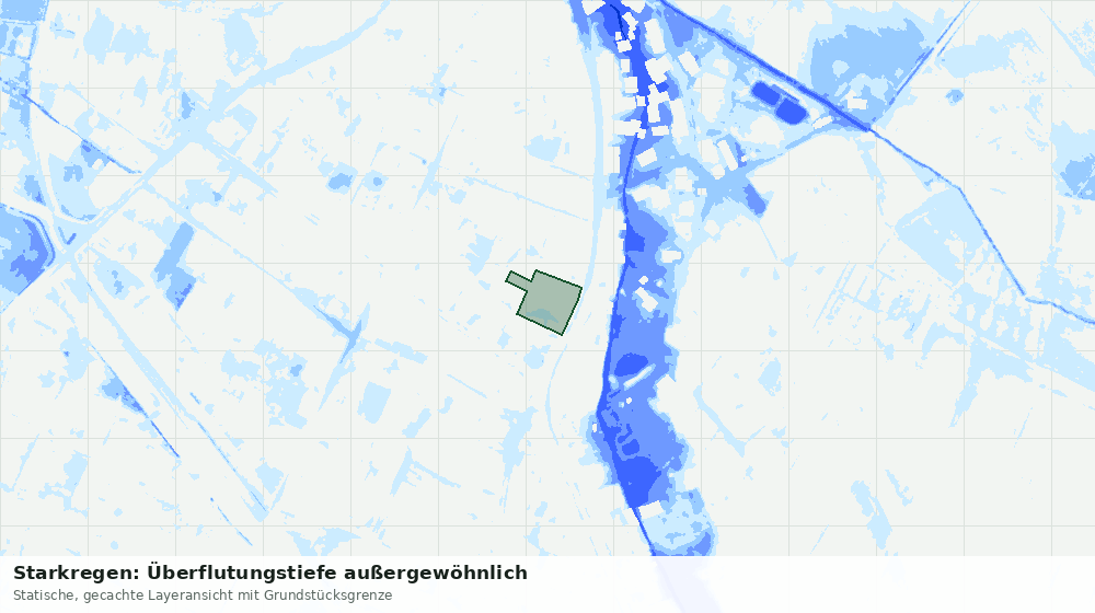 Statische Kartenansicht: Starkregen: Überflutungstiefe außergewöhnlich
