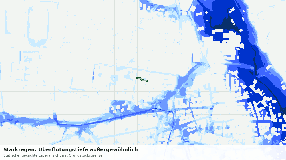 Statische Kartenansicht: Starkregen: Überflutungstiefe außergewöhnlich