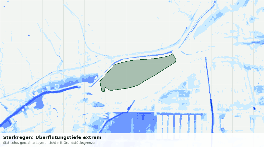 Statische Kartenansicht: Starkregen: Überflutungstiefe extrem
