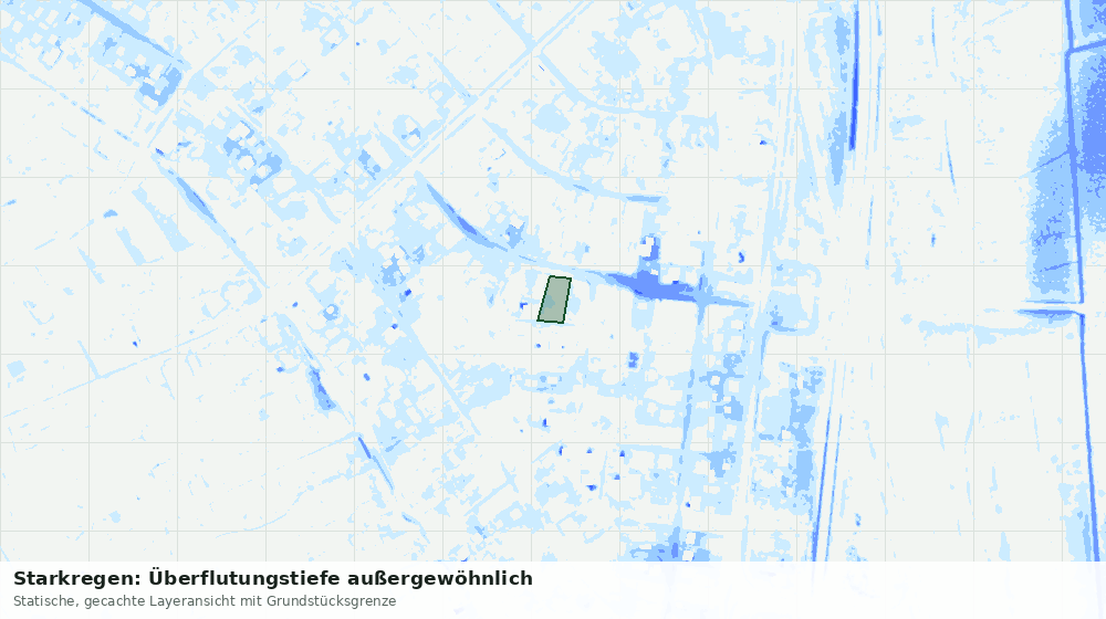 Statische Kartenansicht: Starkregen: Überflutungstiefe außergewöhnlich