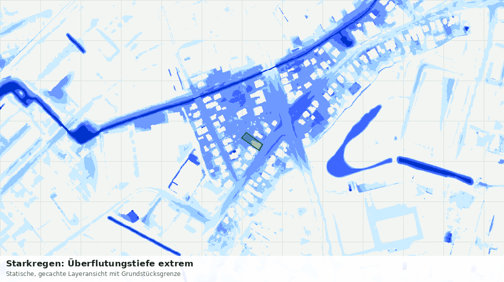 Statische Kartenansicht: Starkregen: Überflutungstiefe extrem