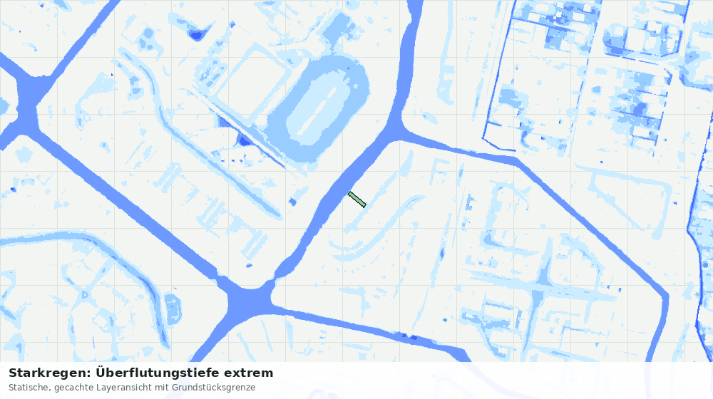Statische Kartenansicht: Starkregen: Überflutungstiefe extrem