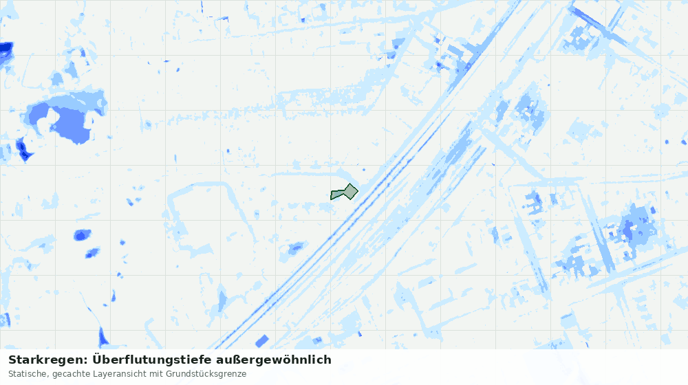 Statische Kartenansicht: Starkregen: Überflutungstiefe außergewöhnlich