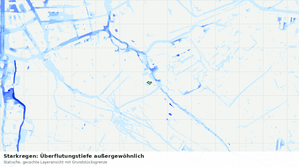 Statische Kartenansicht: Starkregen: Überflutungstiefe außergewöhnlich