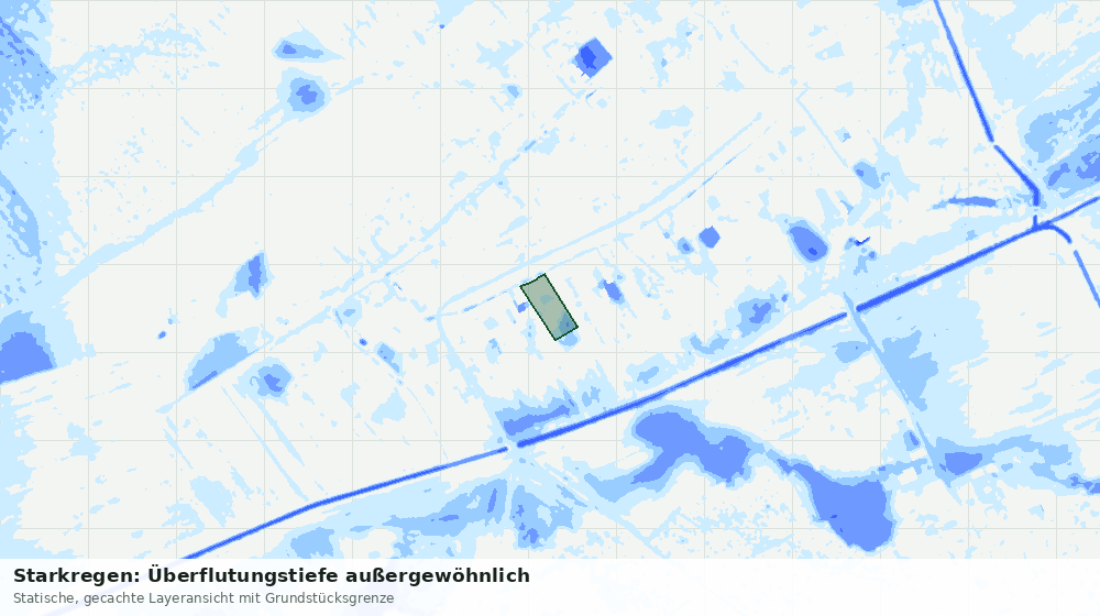 Statische Kartenansicht: Starkregen: Überflutungstiefe außergewöhnlich
