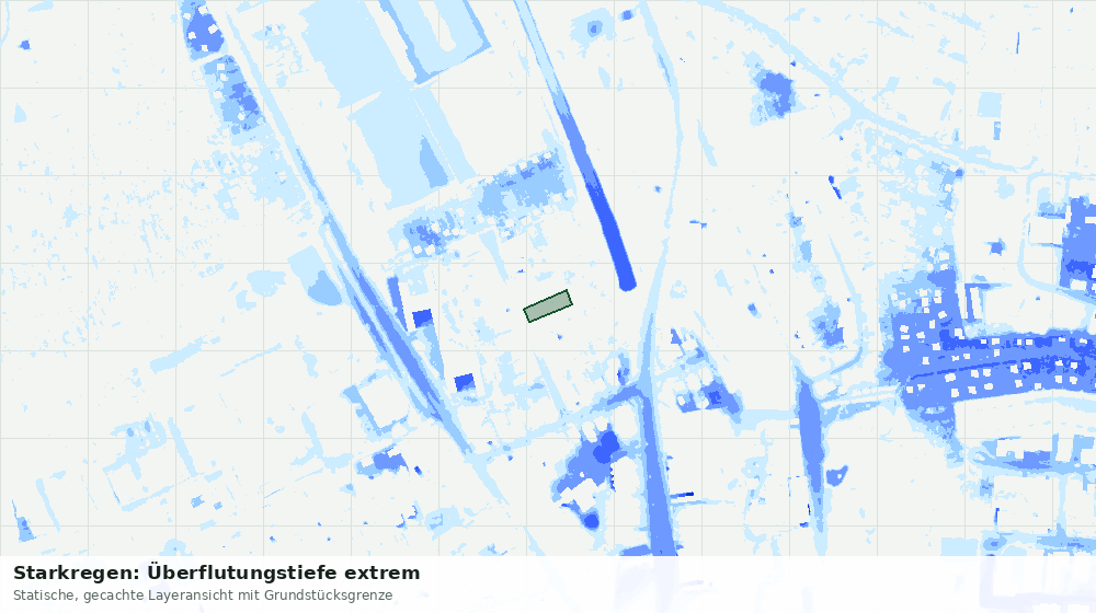 Statische Kartenansicht: Starkregen: Überflutungstiefe extrem