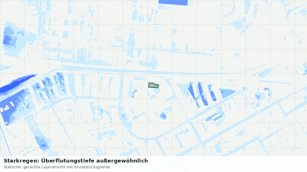 Statische Kartenansicht: Starkregen: Überflutungstiefe außergewöhnlich