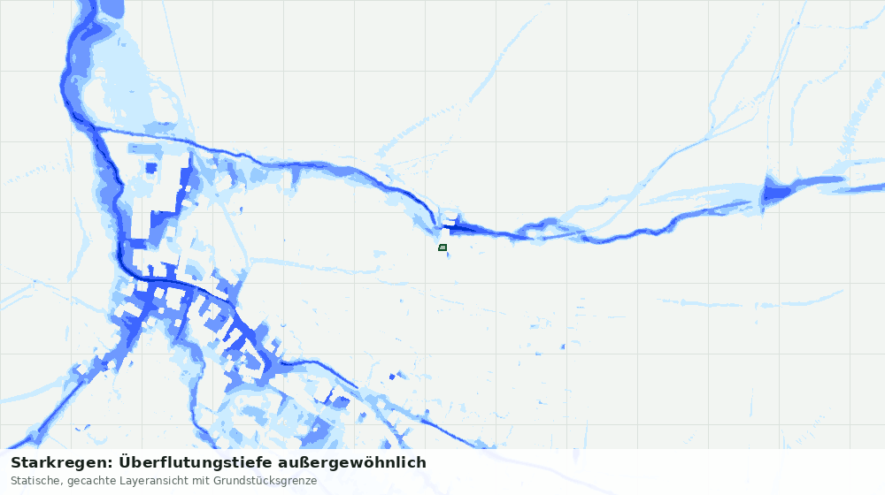 Statische Kartenansicht: Starkregen: Überflutungstiefe außergewöhnlich