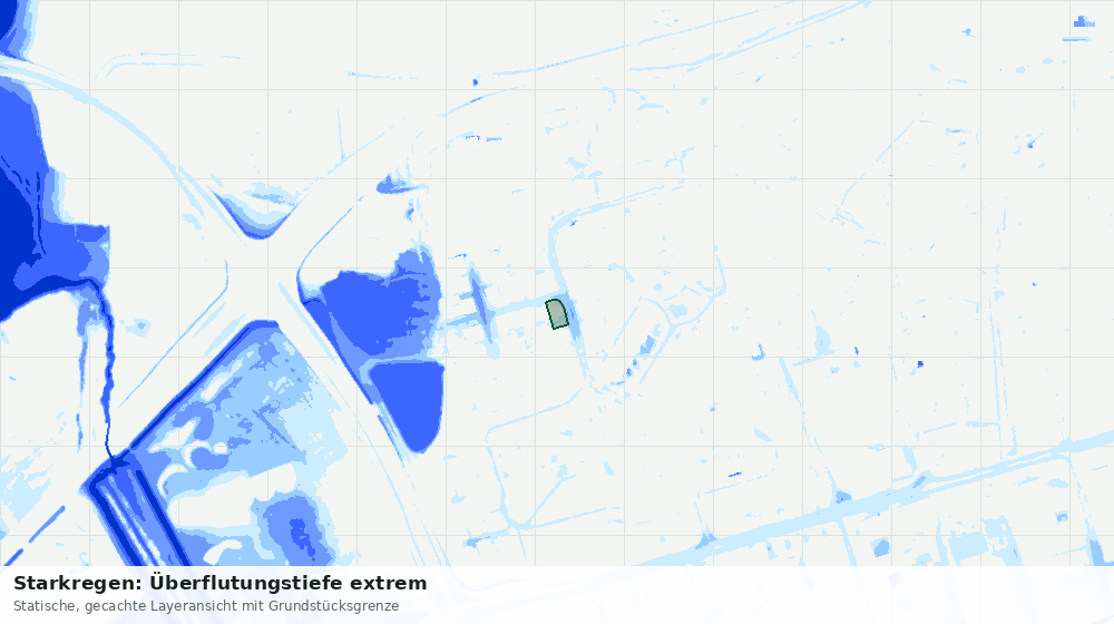 Statische Kartenansicht: Starkregen: Überflutungstiefe extrem