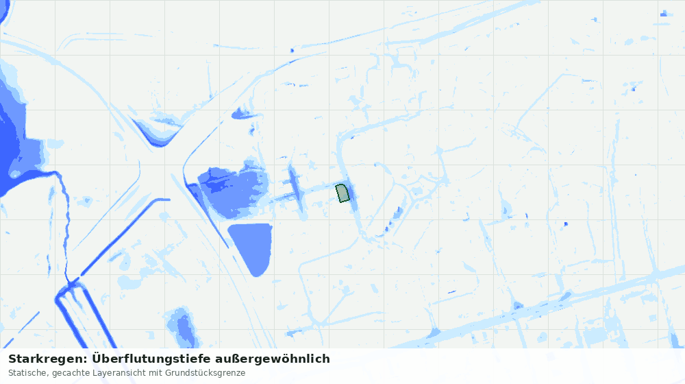 Statische Kartenansicht: Starkregen: Überflutungstiefe außergewöhnlich