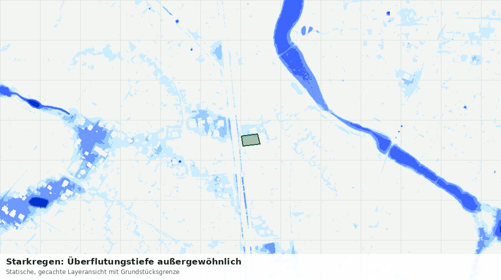 Statische Kartenansicht: Starkregen: Überflutungstiefe außergewöhnlich