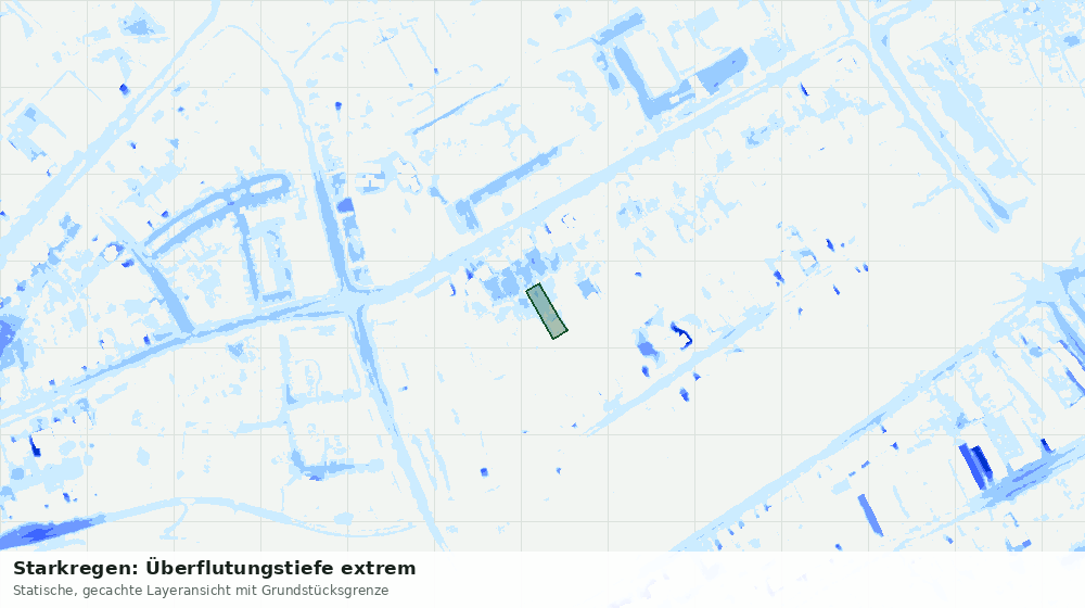 Statische Kartenansicht: Starkregen: Überflutungstiefe extrem