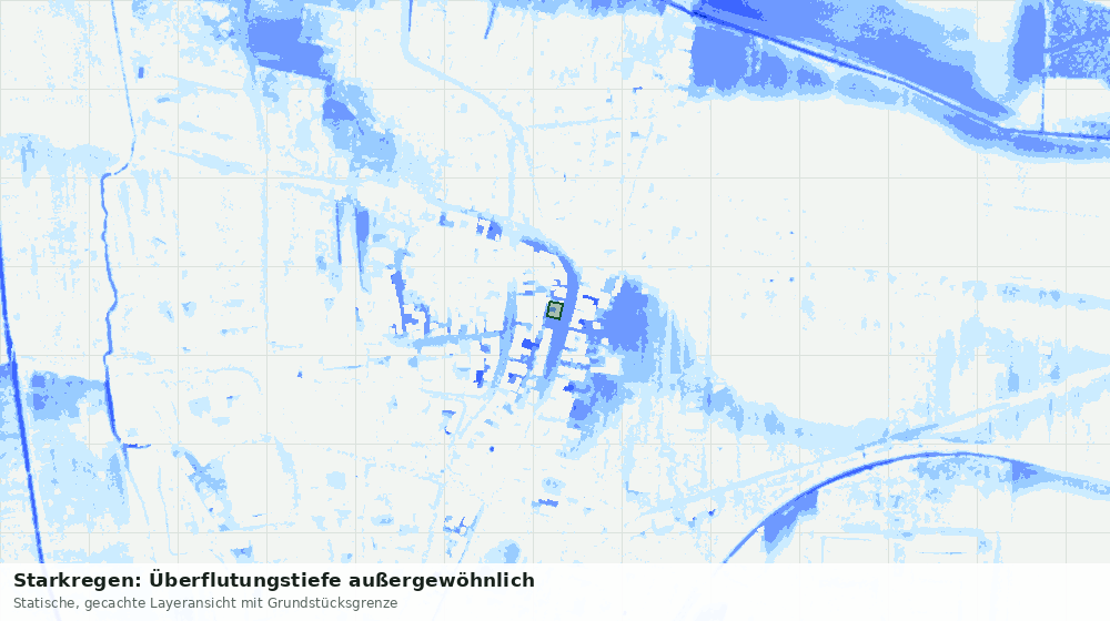 Statische Kartenansicht: Starkregen: Überflutungstiefe außergewöhnlich