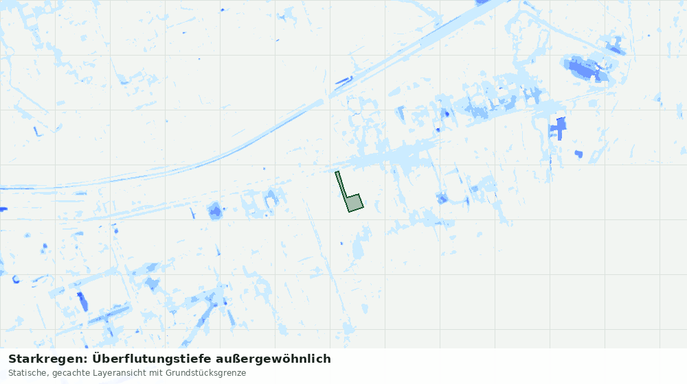 Statische Kartenansicht: Starkregen: Überflutungstiefe außergewöhnlich