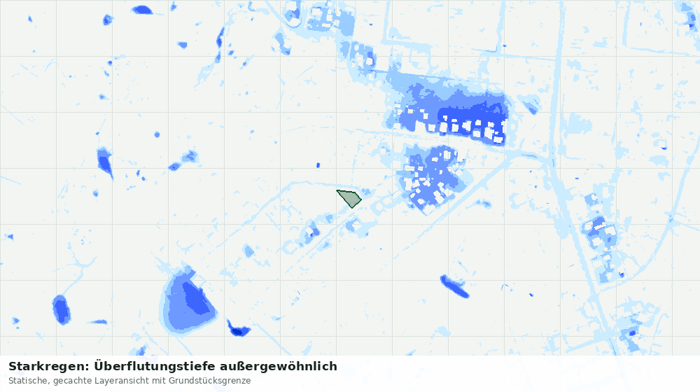 Statische Kartenansicht: Starkregen: Überflutungstiefe außergewöhnlich