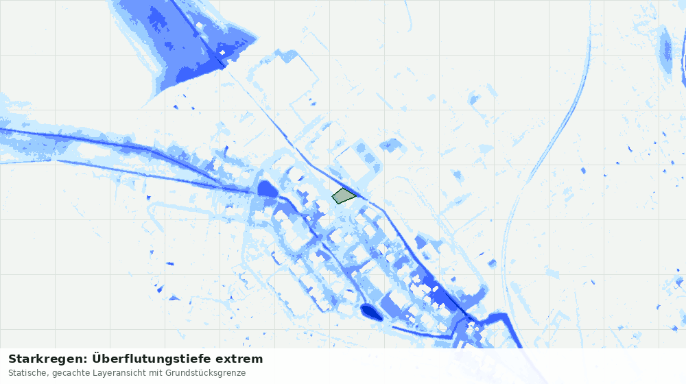 Statische Kartenansicht: Starkregen: Überflutungstiefe extrem