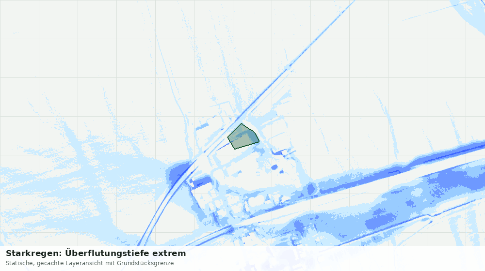 Statische Kartenansicht: Starkregen: Überflutungstiefe extrem