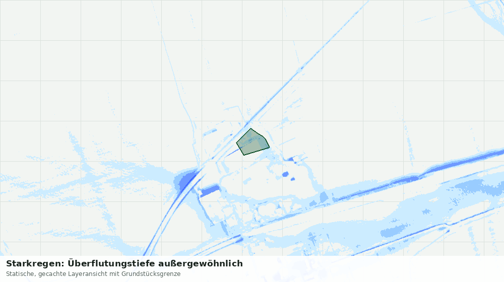Statische Kartenansicht: Starkregen: Überflutungstiefe außergewöhnlich
