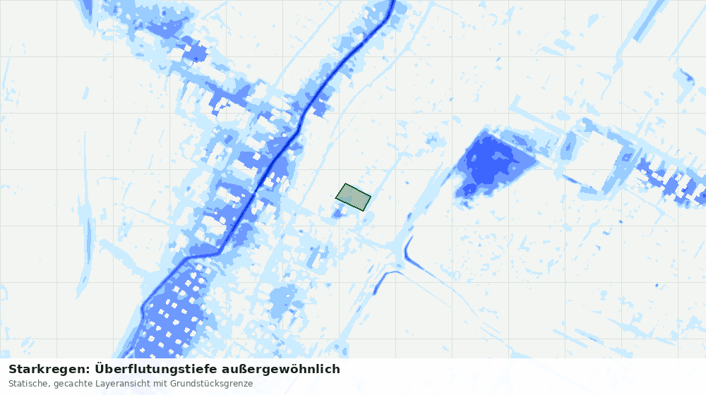 Statische Kartenansicht: Starkregen: Überflutungstiefe außergewöhnlich
