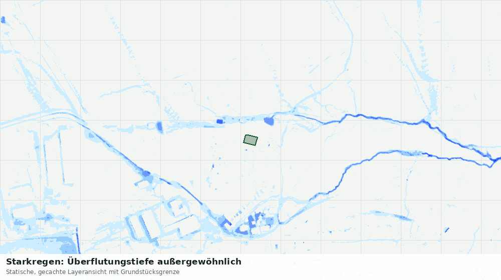 Statische Kartenansicht: Starkregen: Überflutungstiefe außergewöhnlich
