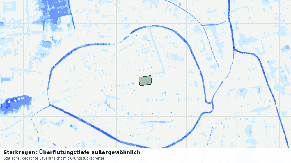 Statische Kartenansicht: Starkregen: Überflutungstiefe außergewöhnlich