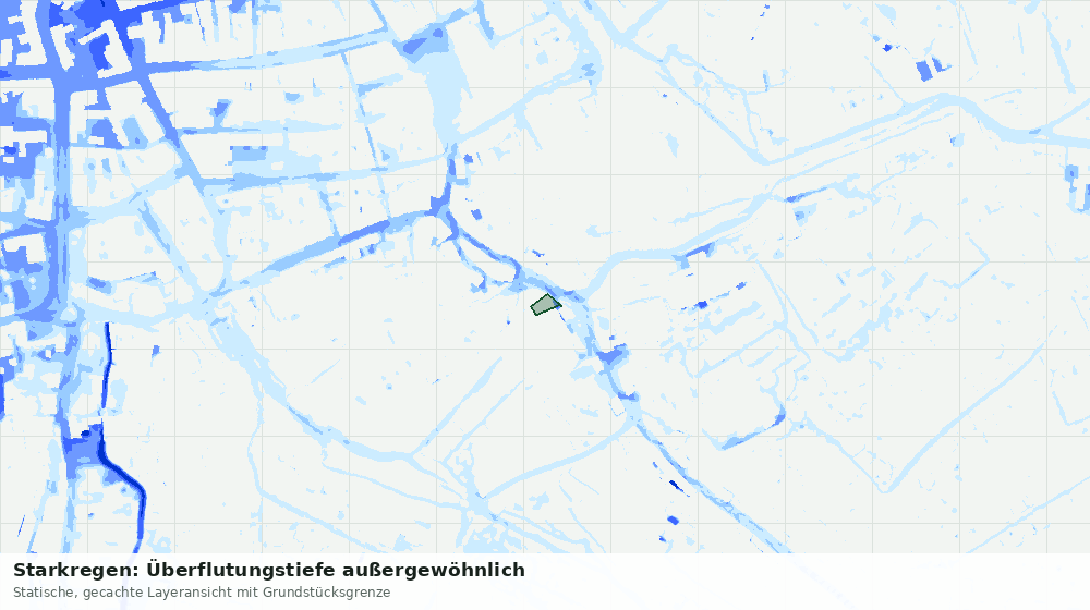 Statische Kartenansicht: Starkregen: Überflutungstiefe außergewöhnlich