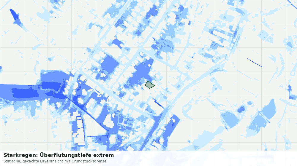Statische Kartenansicht: Starkregen: Überflutungstiefe extrem