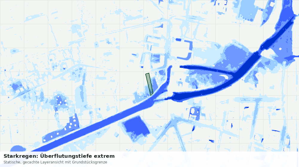 Statische Kartenansicht: Starkregen: Überflutungstiefe extrem